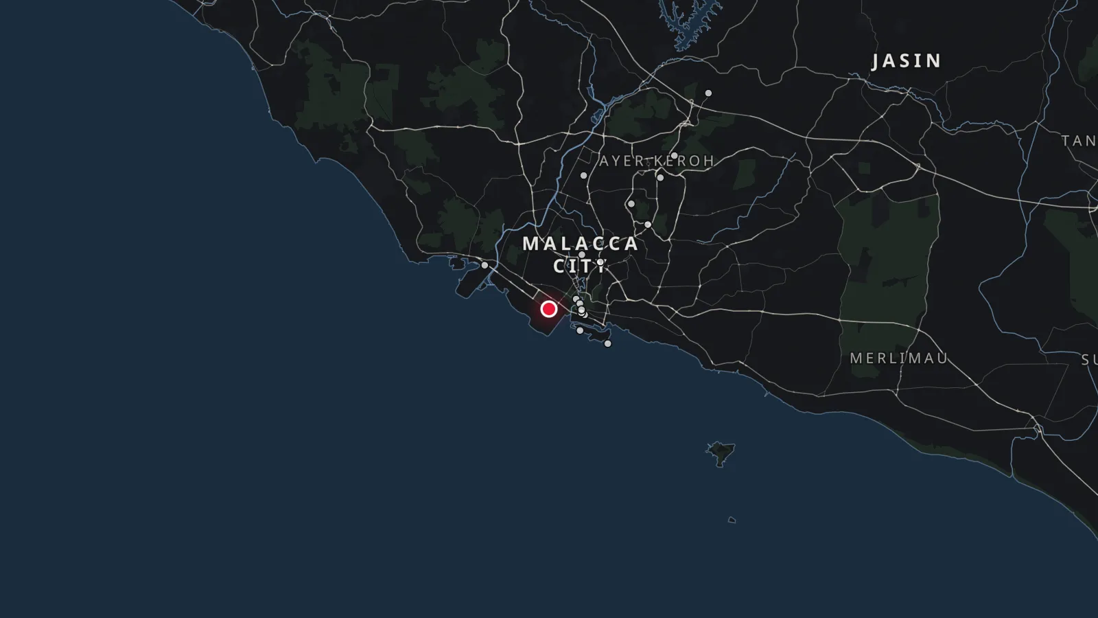 Map of Melaka with 1 development marked