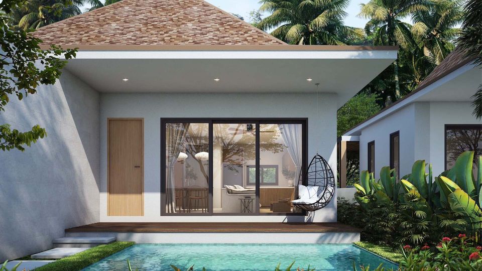 Developer's rendering: a villa with its own pool at Verdi Villas, Si Sunthon, Phuket