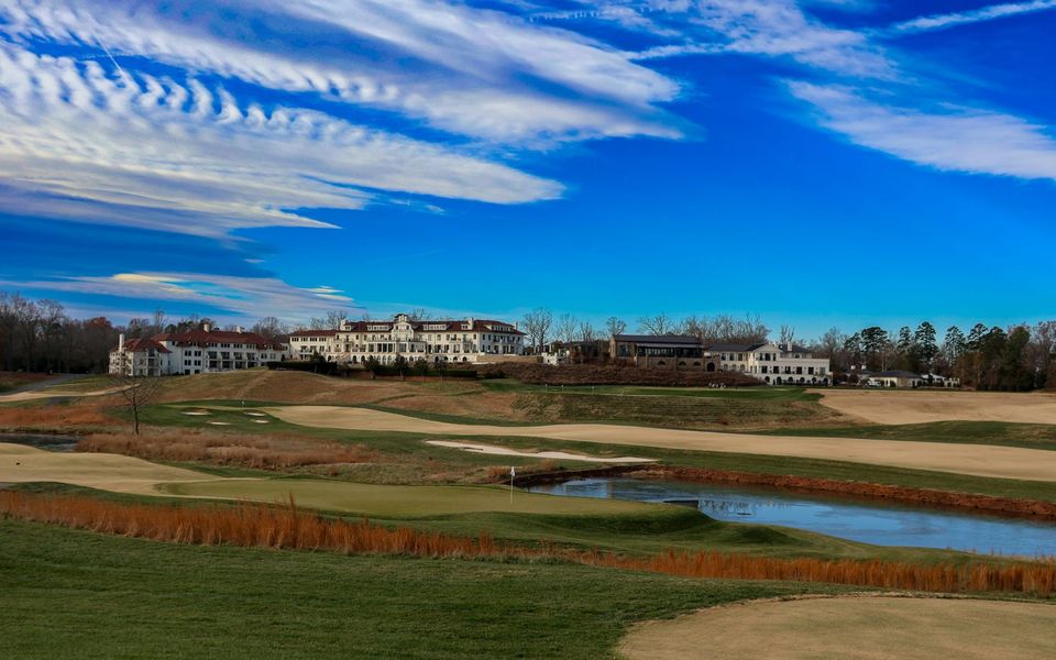 Keswick Hall seen across its golf course, Virginia