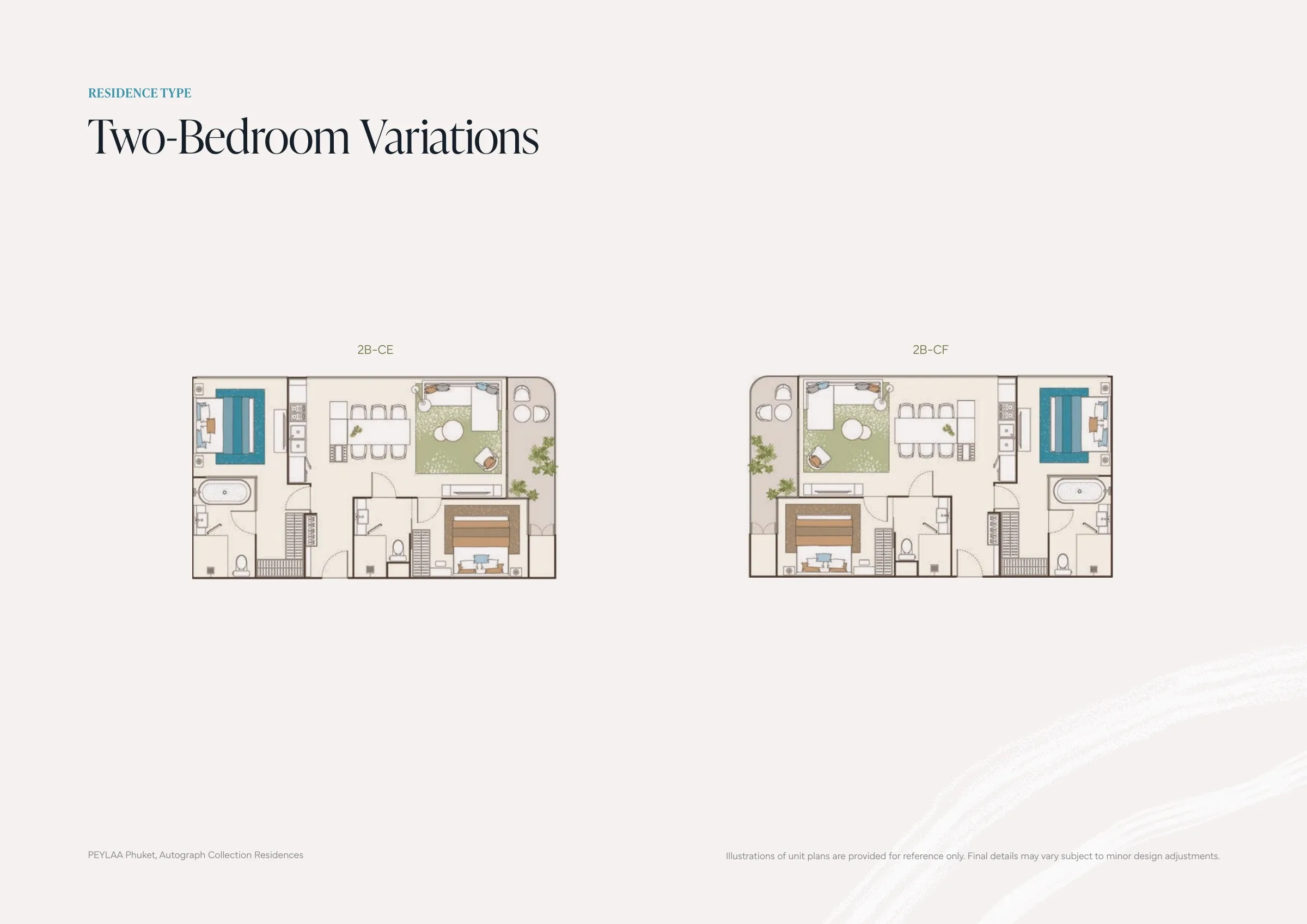 PEYLAA Phuket larger two-bedroom layouts, developer brochure floor plans