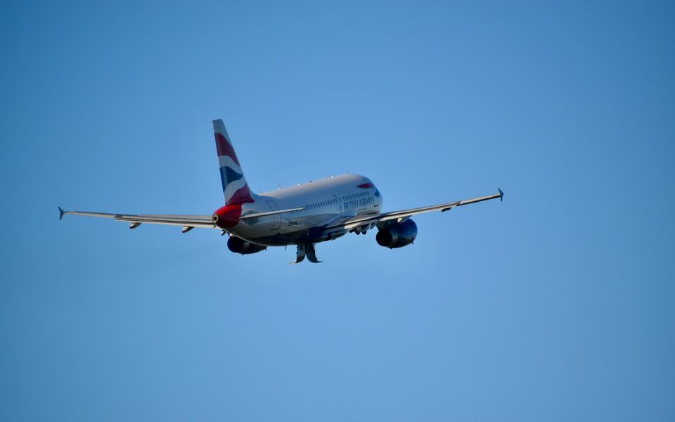 British Airways jet climbing out of London Heathrow
