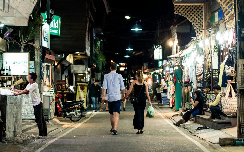 Fisherman's Village walking street at night, Bophut, Koh Samui